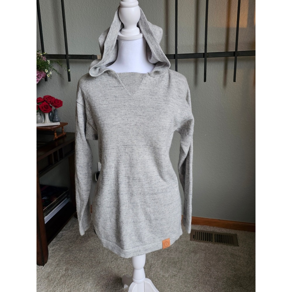 PAKA The Hoodie Sweater Women XS Grey Royal Alpaca Merino Wool Knit Handcrafted